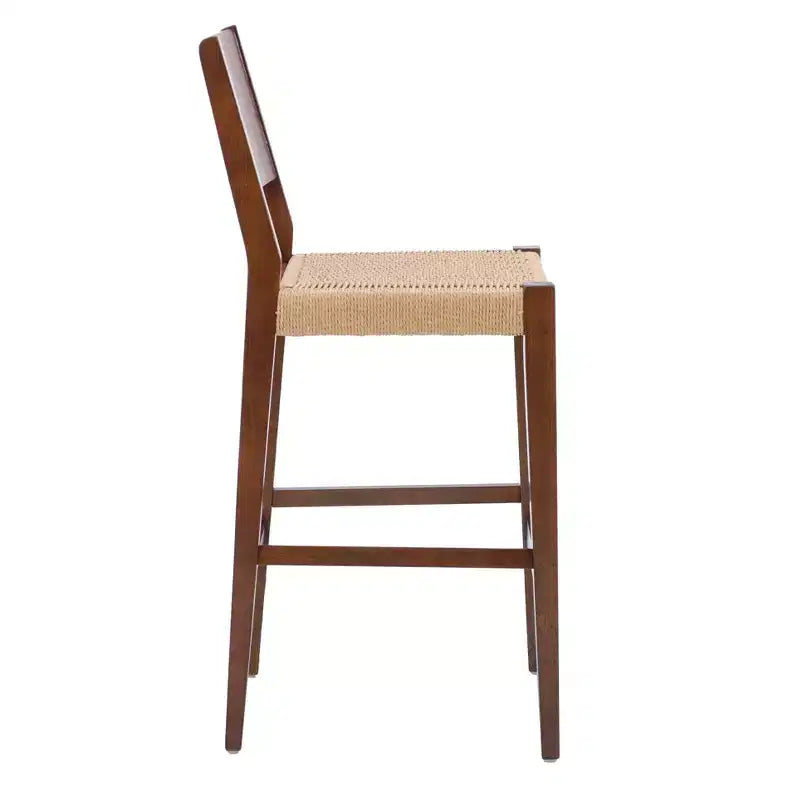 Lot de 2 tabourets de bar Clara 73,5 cm en jonc de mer tressé avec finition bois marron
