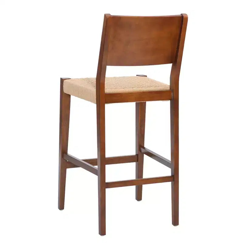 Lot de 2 tabourets de bar Clara 73,5 cm en jonc de mer tressé avec finition bois marron