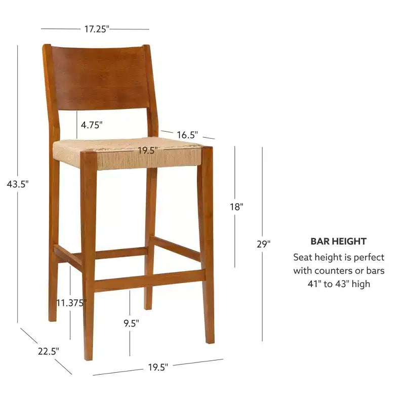 Lot de 2 tabourets de bar Clara 73,5 cm en jonc de mer tressé avec finition bois marron