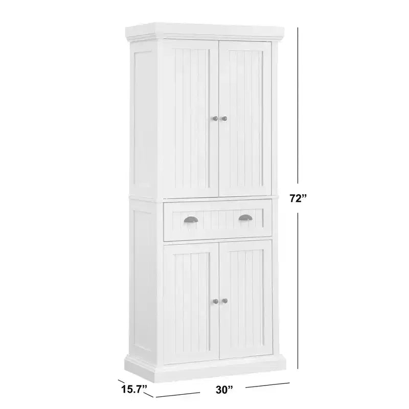 Meuble haut de cuisine blanc avec étagères réglables pour rangement de garde-manger