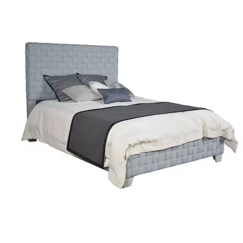 Lit Reine 91 po Sari Chenille sarcelle pâle/Fini gris