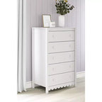 Commode haute blanche à 5 tiroirs – Armoire de rangement verticale pour chambre et placard