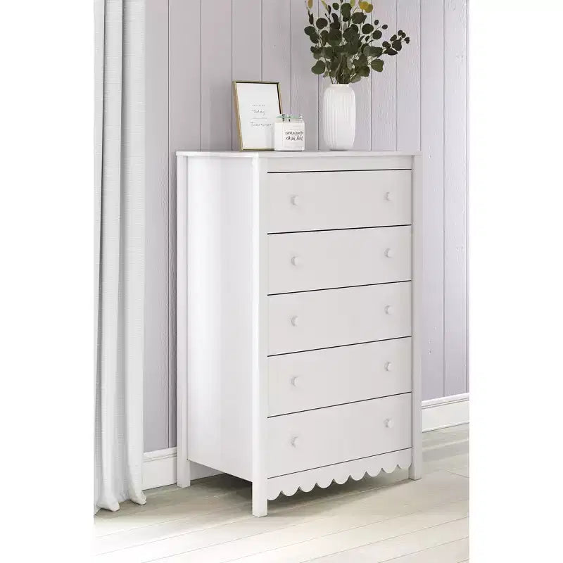 Commode haute blanche à 5 tiroirs – Armoire de rangement verticale pour chambre et placard