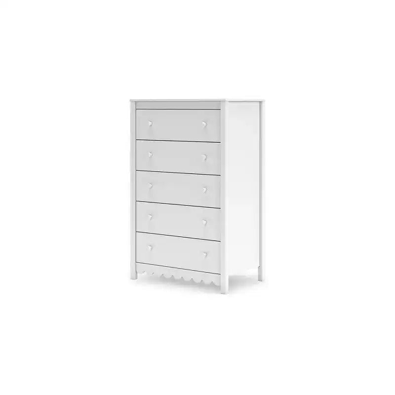 Commode haute blanche à 5 tiroirs – Armoire de rangement verticale pour chambre et placard