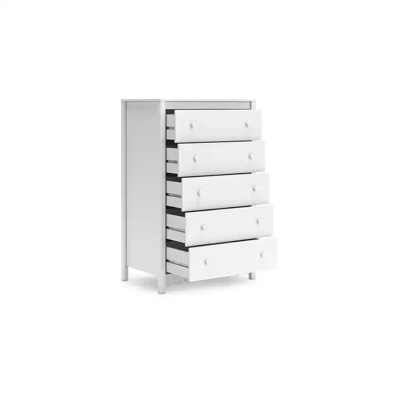 Commode haute blanche à 5 tiroirs – Armoire de rangement verticale pour chambre et placard