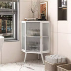 22.25 Inch Floor Coner Cabinet With Tempered Glass Door And Adjustable Shelf For Bathroom, Living Room, Bedroom, Home