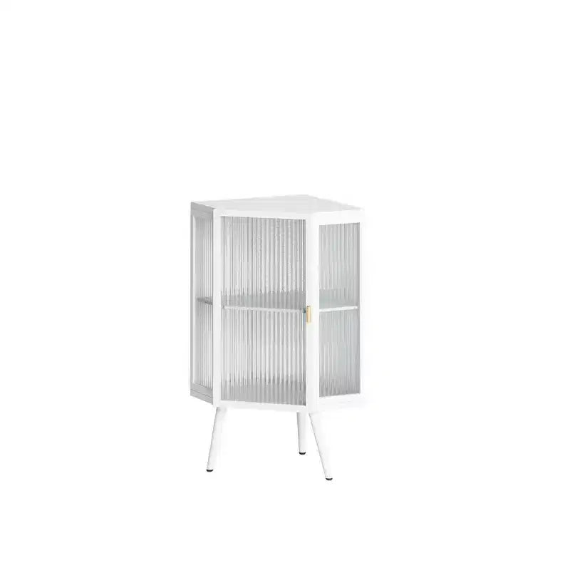 Meuble d'angle de 56,5 cm avec porte en verre trempé et étagère réglable pour salle de bain, salon, chambre, maison