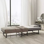 Lit pliant avec matelas, lit d'appoint portable avec 4 roues, 4 matelas en mousse et cadre en métal, lit d'appoint roulant de taille berceau peu encombrant pour chambre d'amis